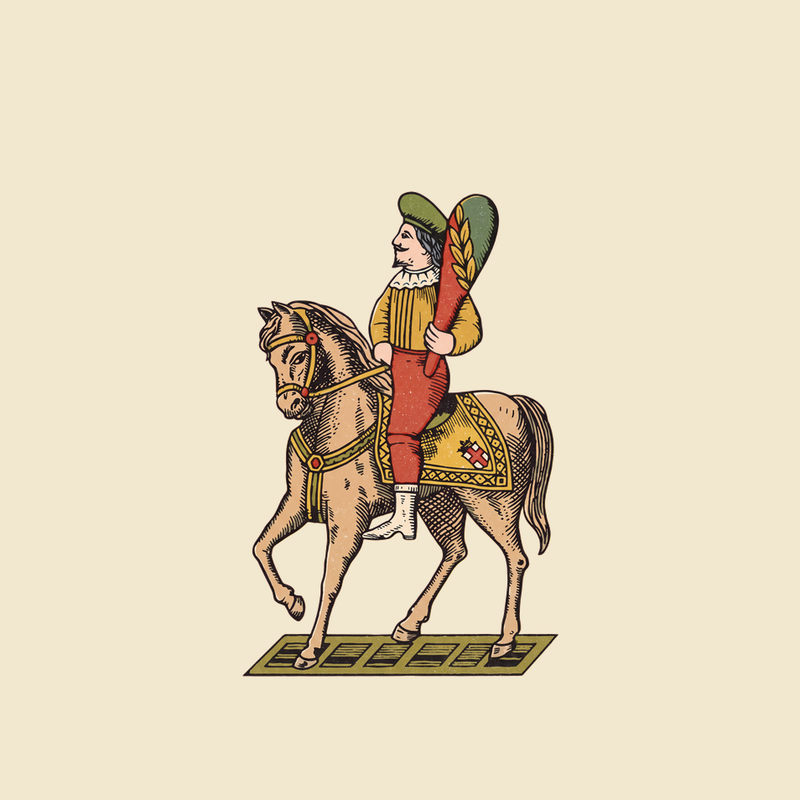 Vintage Cavaliere di Bastoni Ornament artwork, as printed