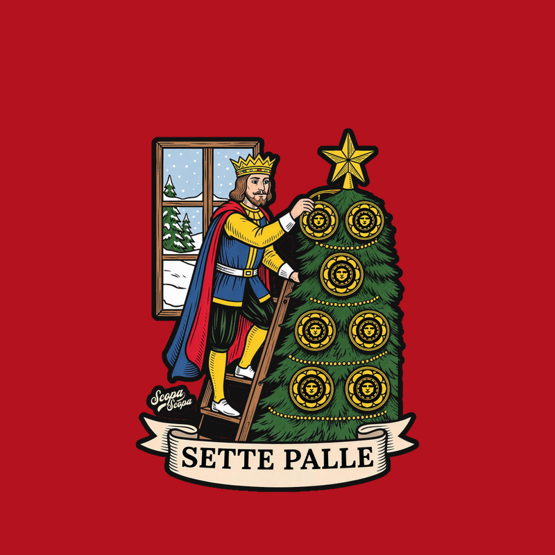Sette palle Ornament artwork, as printed