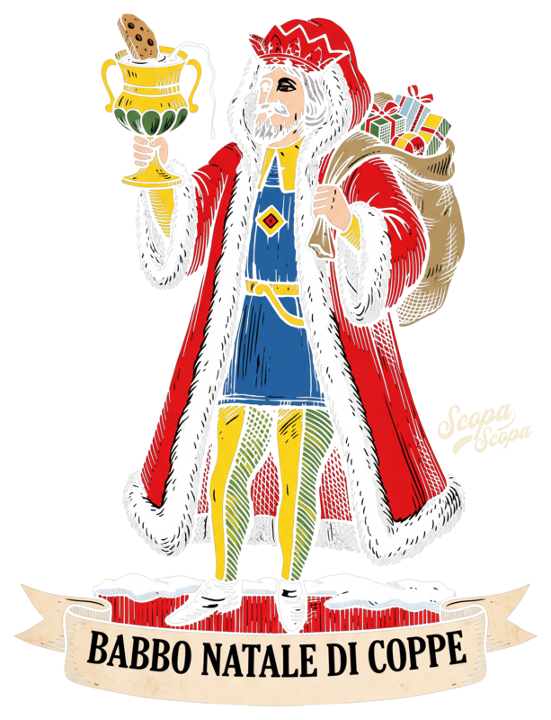 Babbo Natale di Coppe artwork, as printed