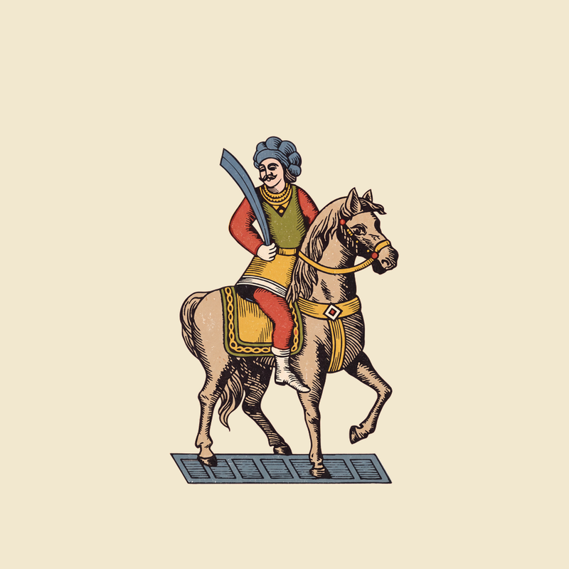Vintage Cavaliere di Spade Ornament artwork, as printed