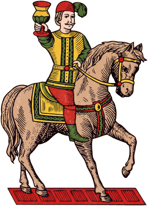 Vintage Cavaliere di Coppe artwork, as printed