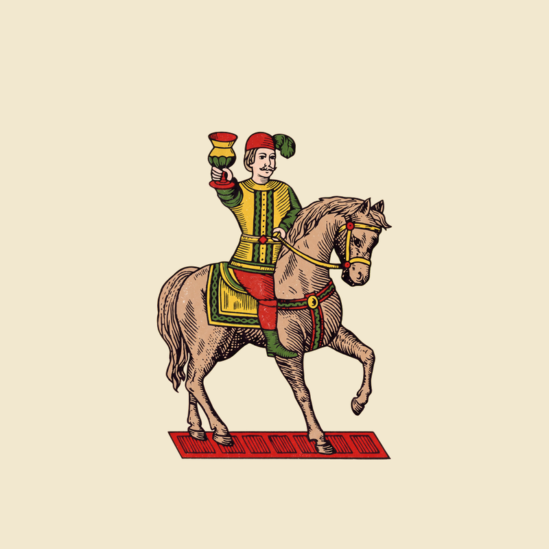 Vintage Cavaliere di Coppe Ornament artwork, as printed