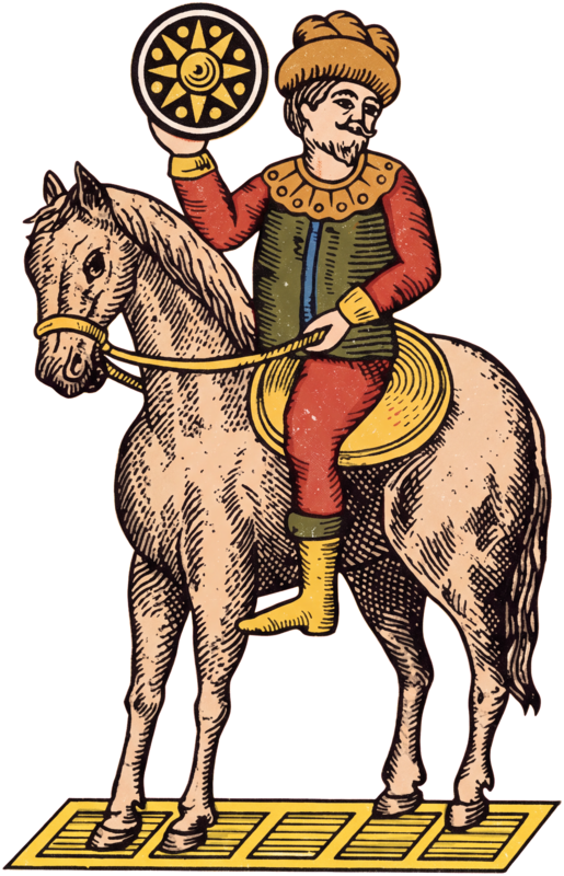 Vintage Cavaliere di Denari artwork, as printed